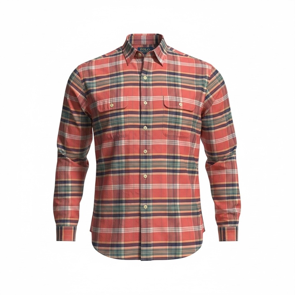 Polo Ralph Lauren Men's Plaid Long Sleeve Button Down Red Green Blue Size XL Vtg
